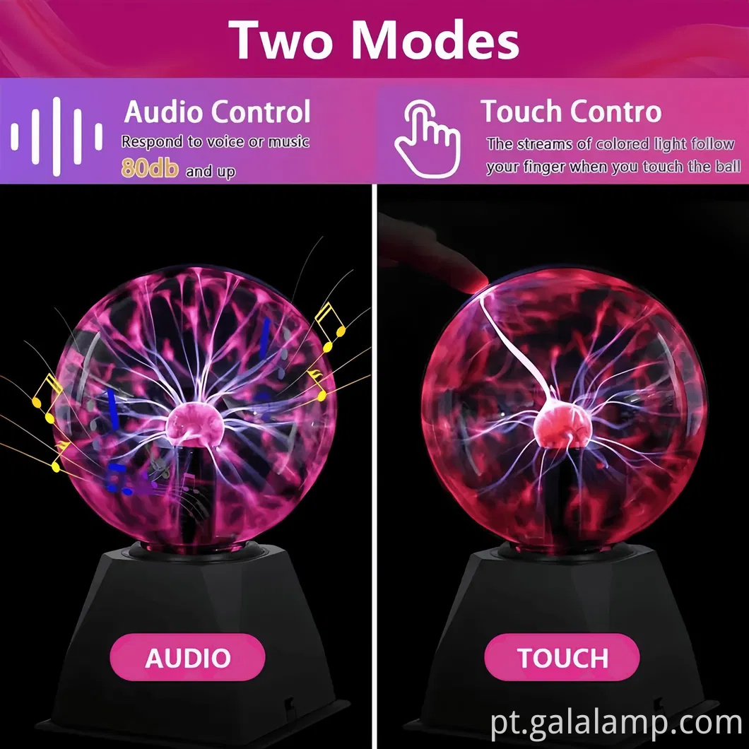 Bola de plasma interativo de 5 polegadas com sensibilidade ao toque e som